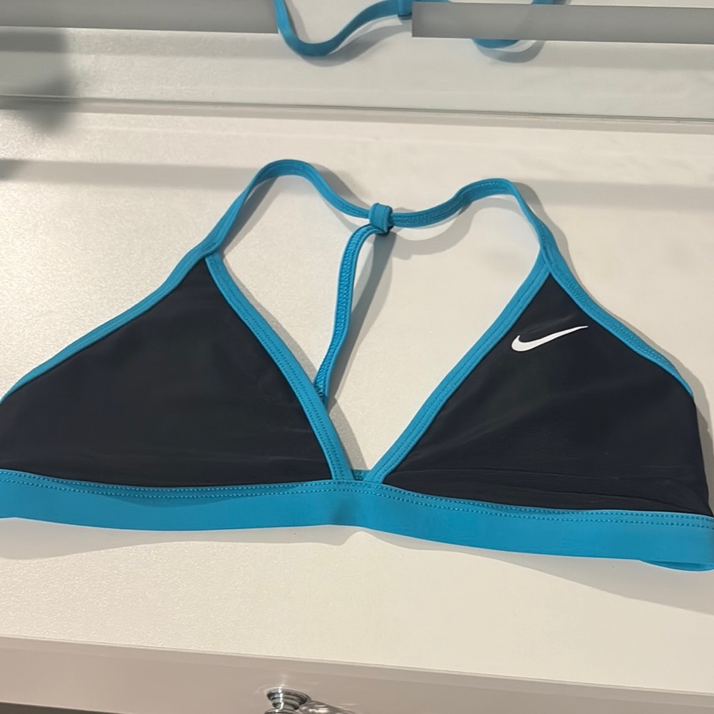 Nike Black and Blue Triangle Bikini Top